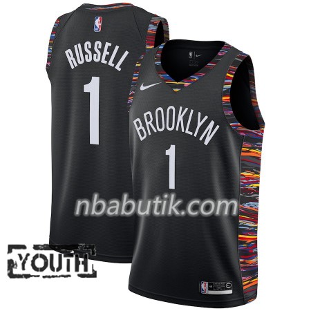 NBA Børn Trøje Brooklyn Nets D'Angelo Russell 1 2018-19 Nike City Edition Sort Swingman NBA Børn Trøje Brooklyn Nets D'Angelo Russell 1 2018-19 Nike City Edition Sort Swingman
